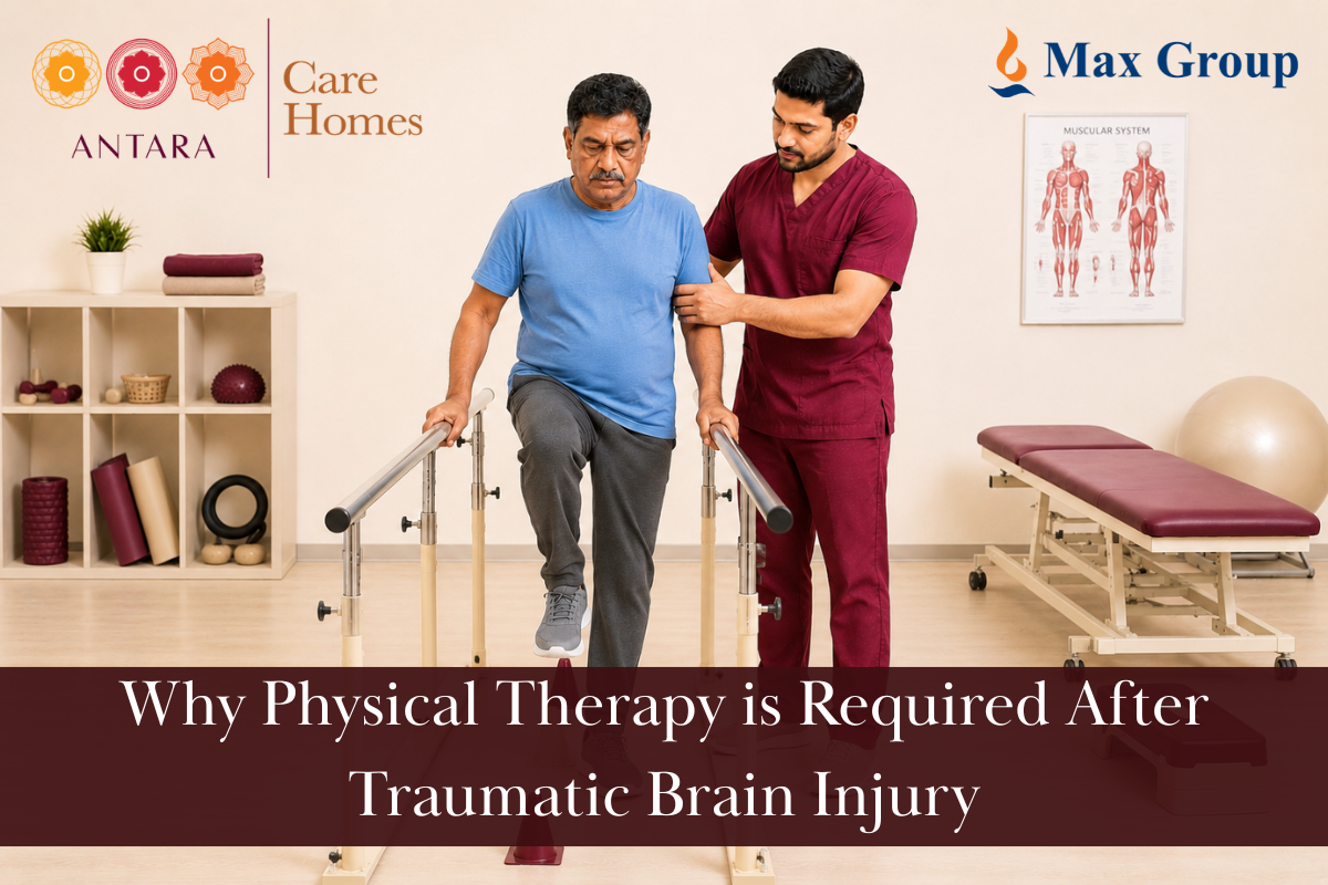 Physiotherapist helping a traumatic brain injury patient during rehabilitation