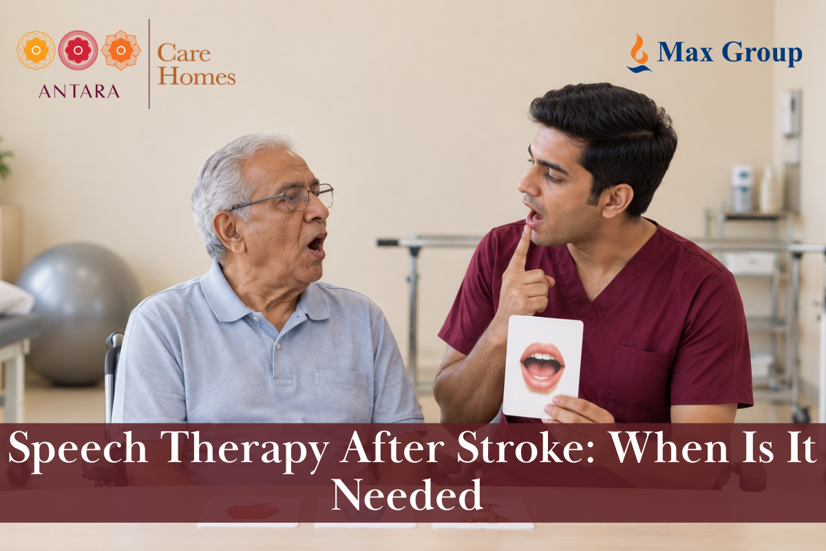 Elderly getting speech therapy at Antara care home Bangalore