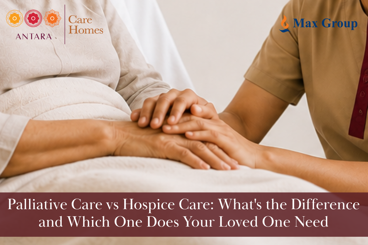 Family discussing palliative care and hospice care options at Antara care homes noida