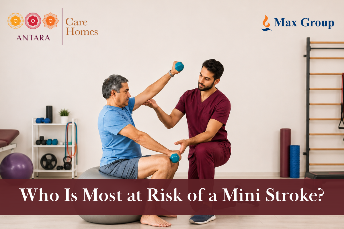 Patient getting rehabilitation after Mini stroke at antara care homes, noida