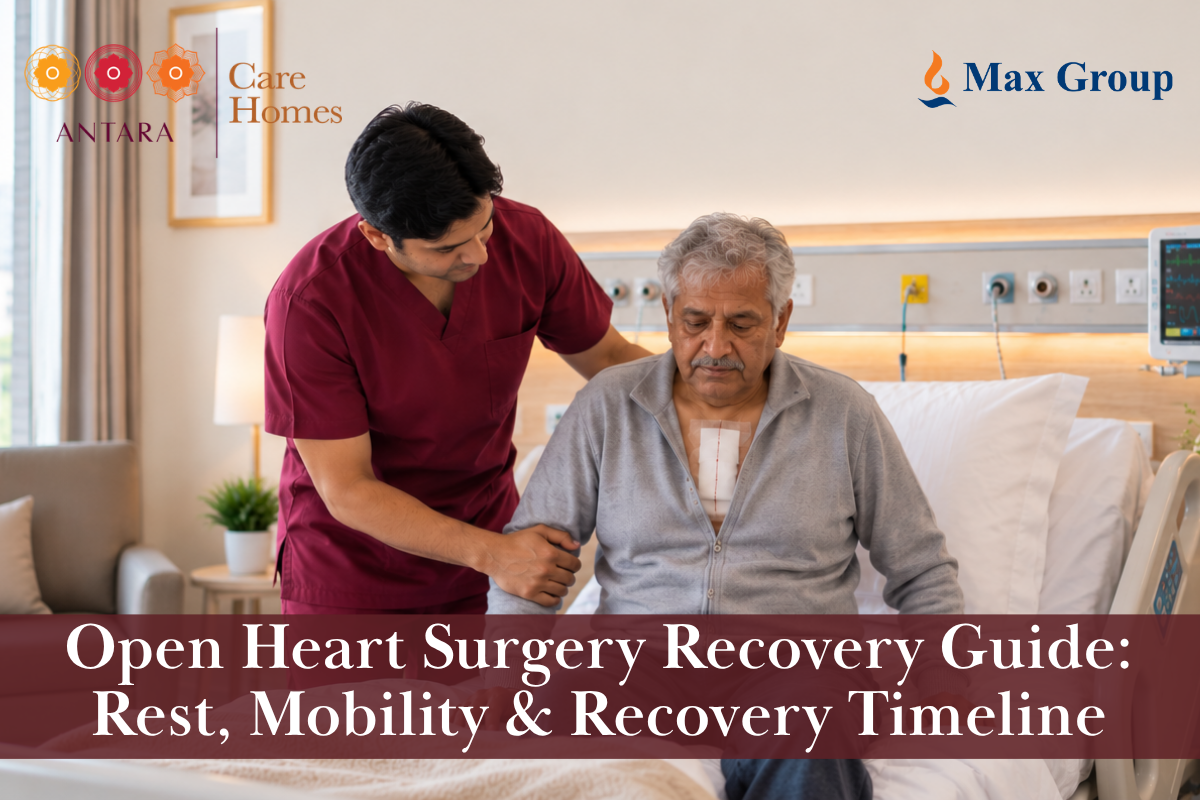 Patient undergoing supervised physiotherapy after open heart surgery